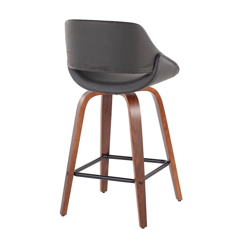 LumiSource Fabrico Counter Stool, Set of 2, Walnut/GY/Black VX