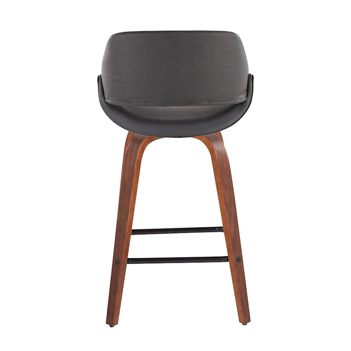 LumiSource Fabrico Counter Stool, Set of 2, Walnut/GY/Black VX