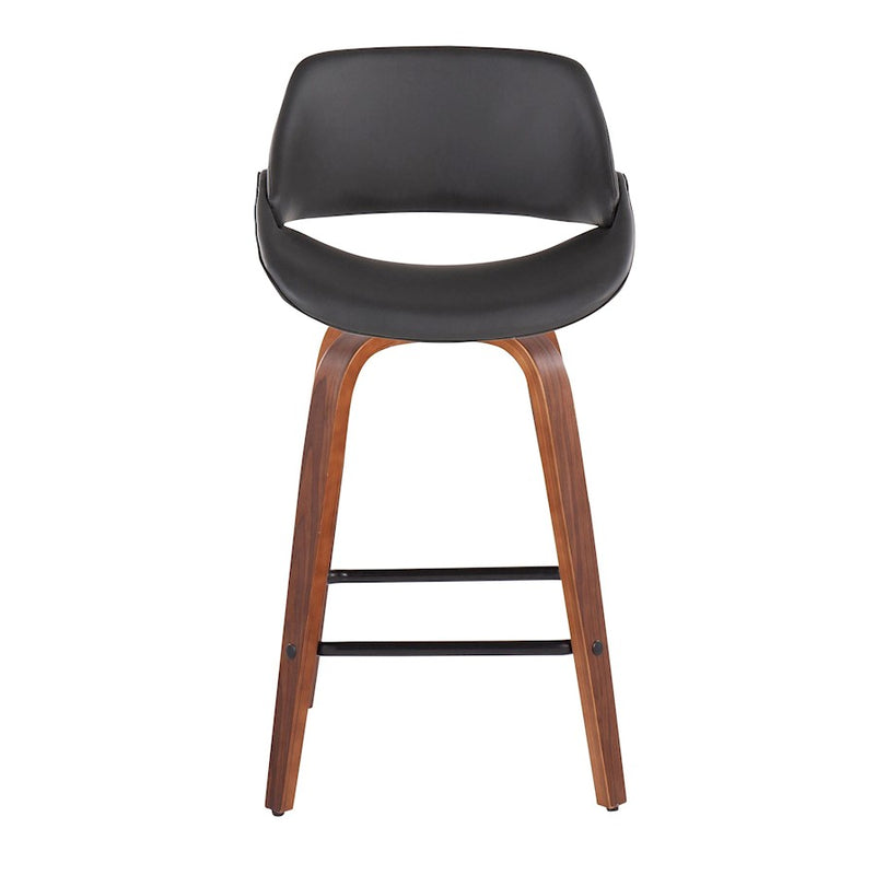 LumiSource Fabrico Counter Stool, Set of 2, Walnut/GY/Black VX