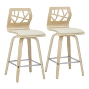 LumiSource Folia Counter Stool, Set/2, Natural/Cream/CH - B26-FOLIA2-SWVSNACR2