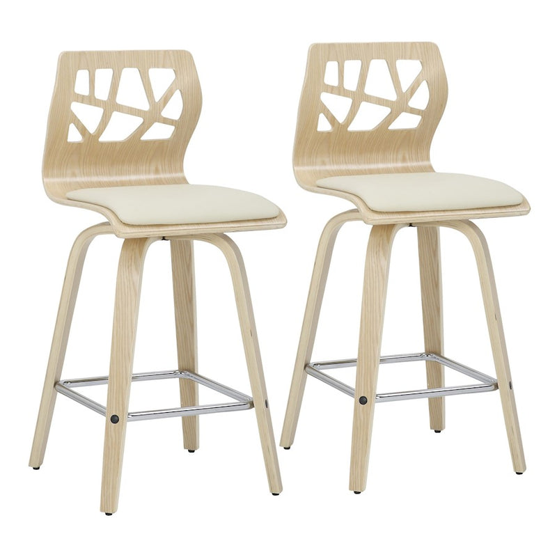 LumiSource Folia Counter Stool, Set/2, Natural/Cream/CH - B26-FOLIA2-SWVSNACR2