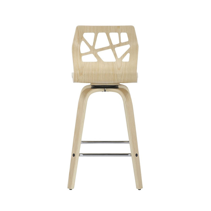 LumiSource Folia Counter Stool, Set of 2, Natural/Cream/Chrome