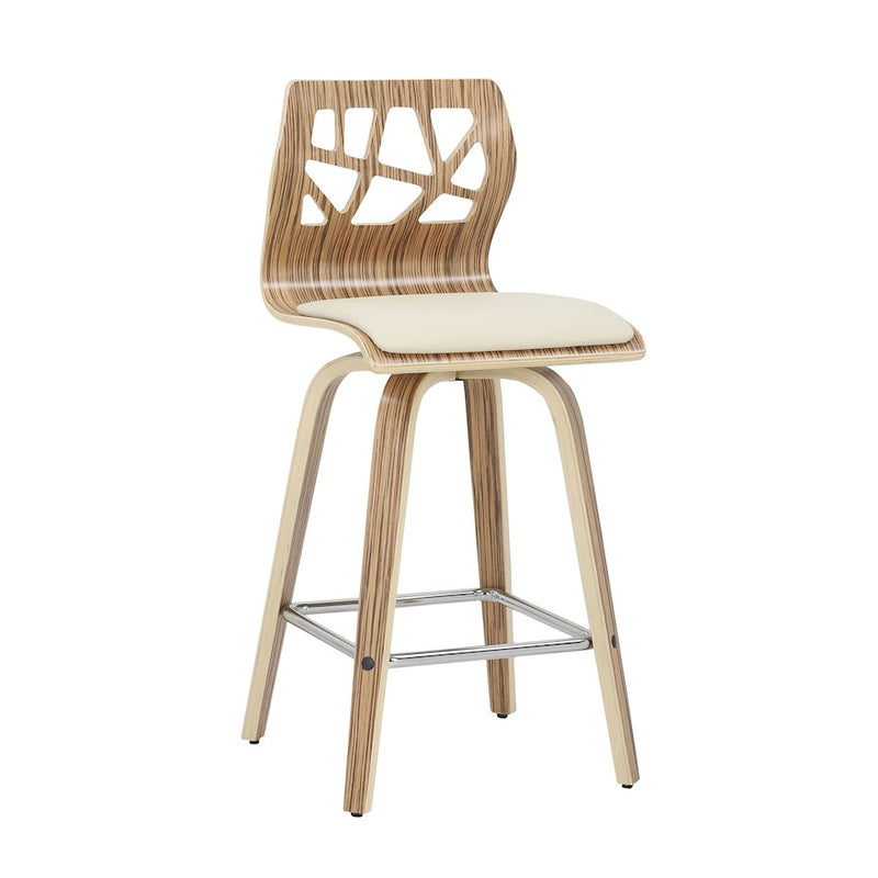 LumiSource Folia Counter Stool, Set of 2, Zebra/Cream/Chrome