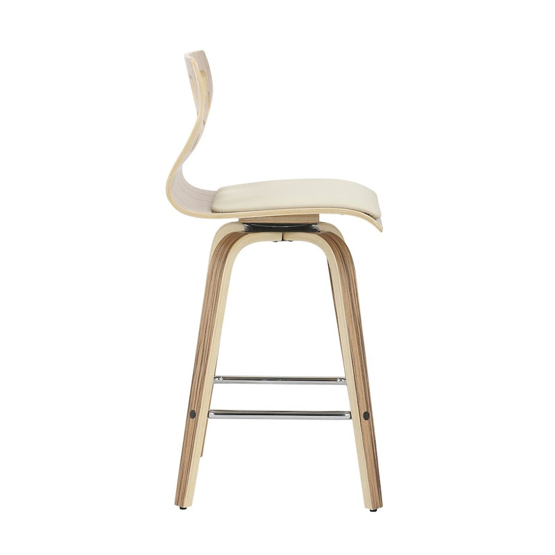 LumiSource Folia Counter Stool, Set of 2, Zebra/Cream/Chrome