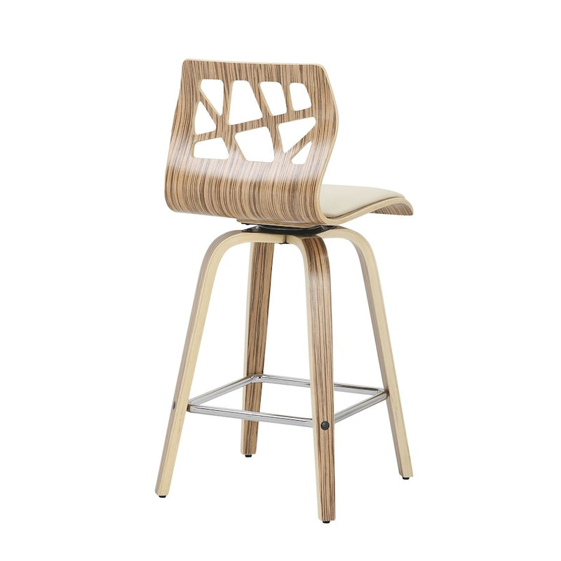 LumiSource Folia Counter Stool, Set of 2, Zebra/Cream/Chrome