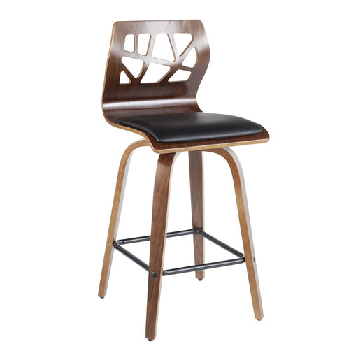 LumiSource Folia 26" Counter Stool, Set/2, Walnut/Black