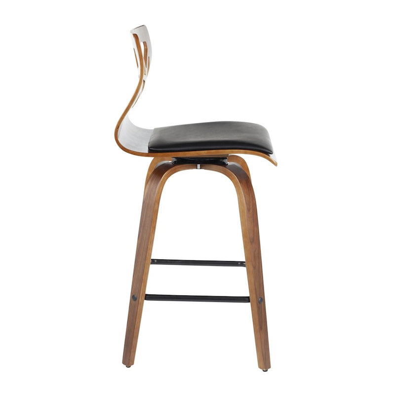 LumiSource Folia 26" Counter Stool, Set/2, Walnut/Black