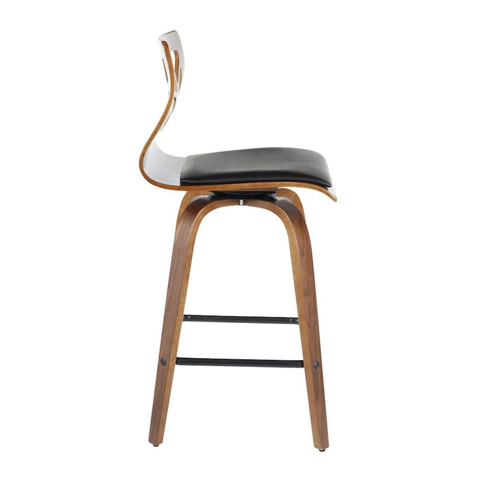 LumiSource Folia 26" Counter Stool, Set/2, Walnut/Black