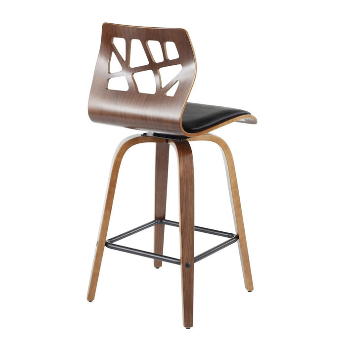 LumiSource Folia 26" Counter Stool, Set/2, Walnut/Black