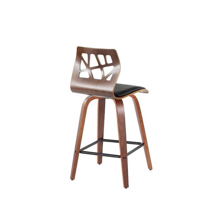LumiSource Folia 26" Counter Stool, Set/2, Walnut/Black