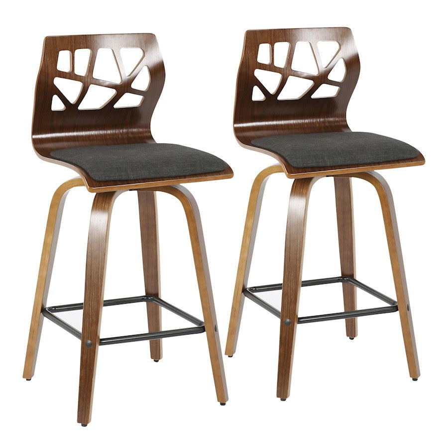LumiSource Folia 26" Counter Stool Set, W/CHAR/BK - B26-FOLIA2-SWVXWLCHAR2
