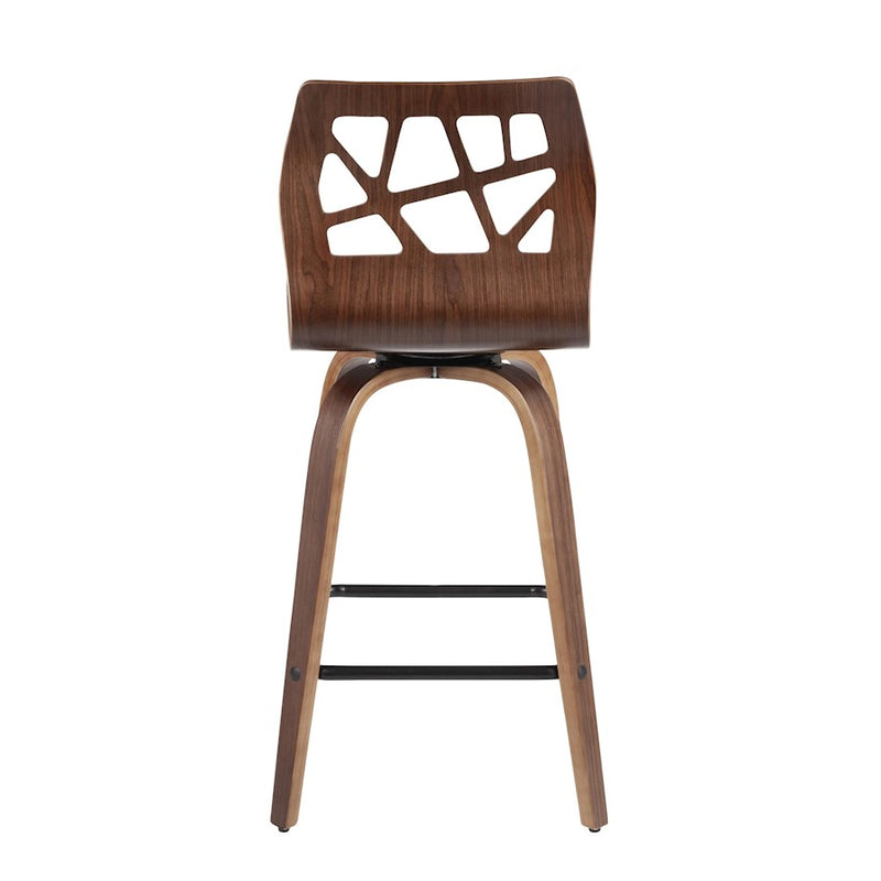 LumiSource Folia Counter Stool, Set of 2, Walnut/Cream/Black