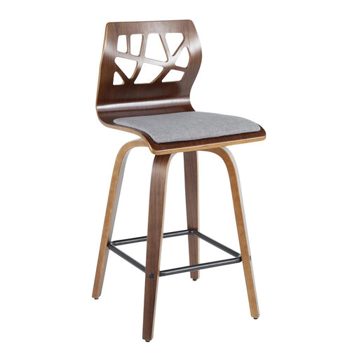LumiSource Folia 26" Counter Stool, Set/2, WAL/GY/BK