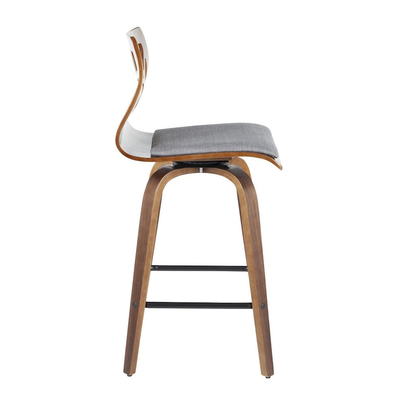 LumiSource Folia 26" Counter Stool, Set/2, WAL/GY/BK