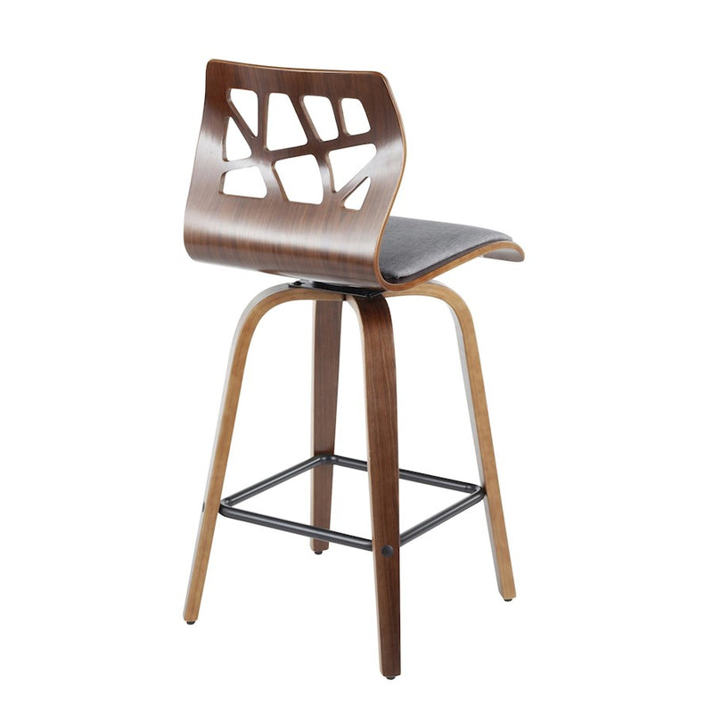 LumiSource Folia 26" Counter Stool, Set/2, WAL/GY/BK