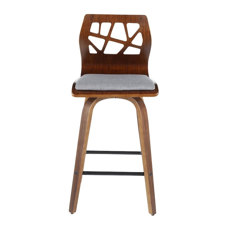 LumiSource Folia 26" Counter Stool, Set/2, WAL/GY/BK