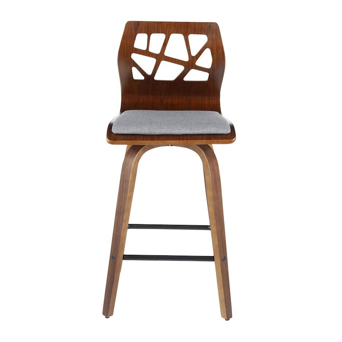 LumiSource Folia 26" Counter Stool, Set/2, WAL/GY/BK