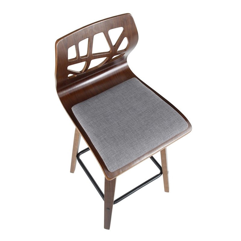 LumiSource Folia 26" Counter Stool, Set/2, WAL/GY/BK