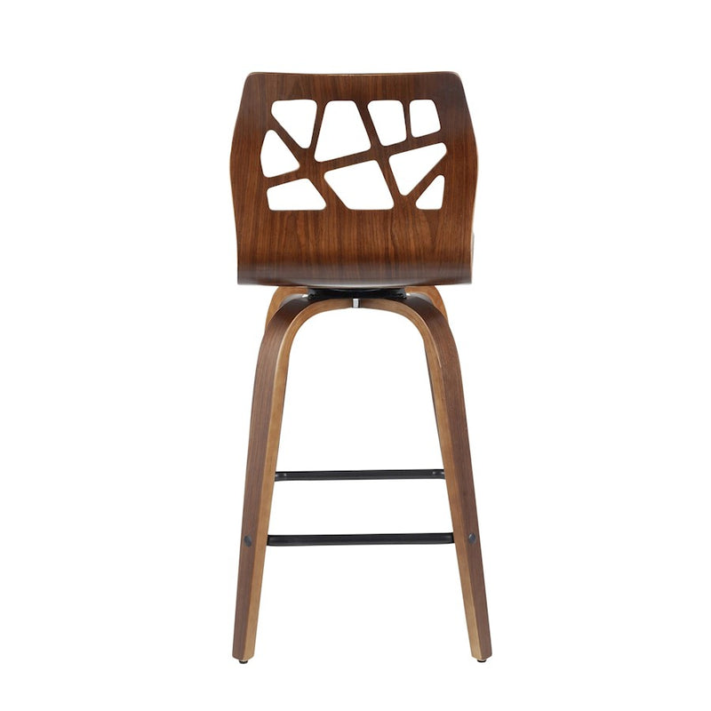 LumiSource Folia 26" Counter Stool, Set/2, WAL/Orange/BK