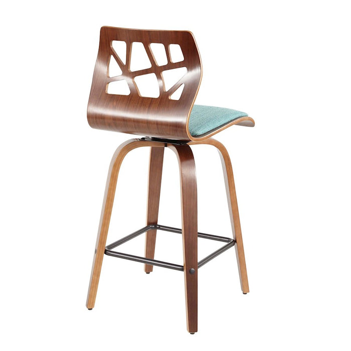 LumiSource Folia 26" Counter Stool, Set/2, WAL/Teal/BK