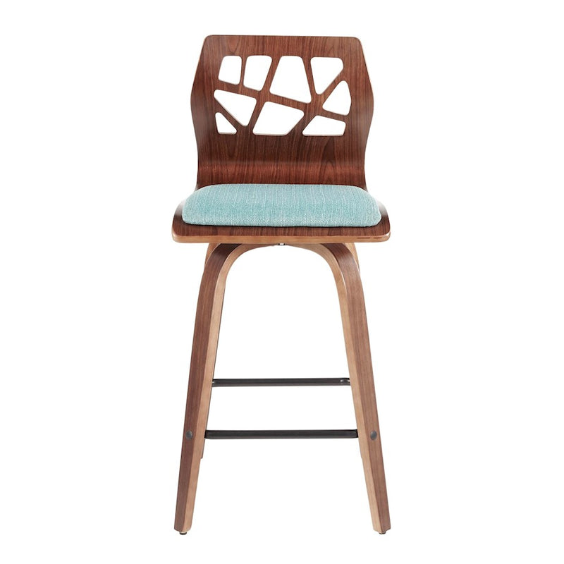 LumiSource Folia 26" Counter Stool, Set/2, WAL/Teal/BK