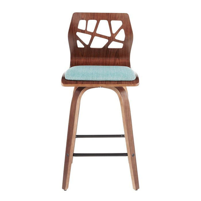 LumiSource Folia 26" Counter Stool, Set/2, WAL/Teal/BK