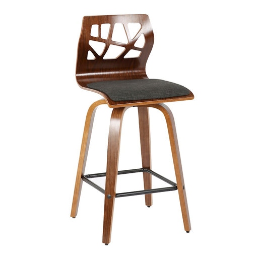 LumiSource Folia Counter Stool, Set of 2, Walnut Wood