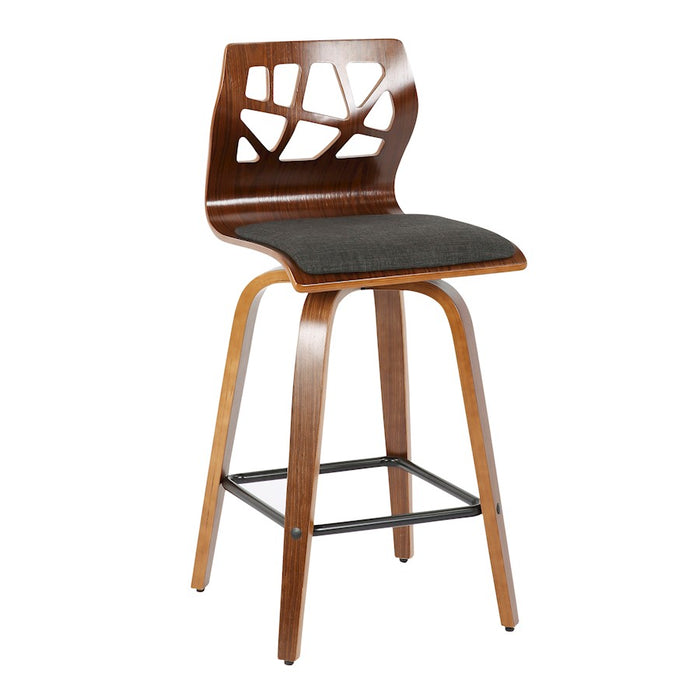 LumiSource Folia Counter Stool, Set of 2, Walnut Wood