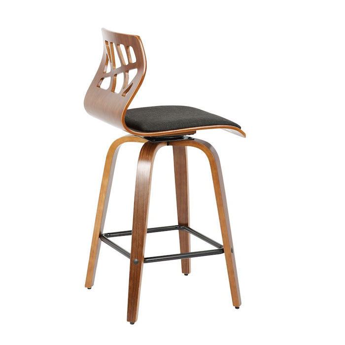 LumiSource Folia Counter Stool, Set of 2, Walnut Wood