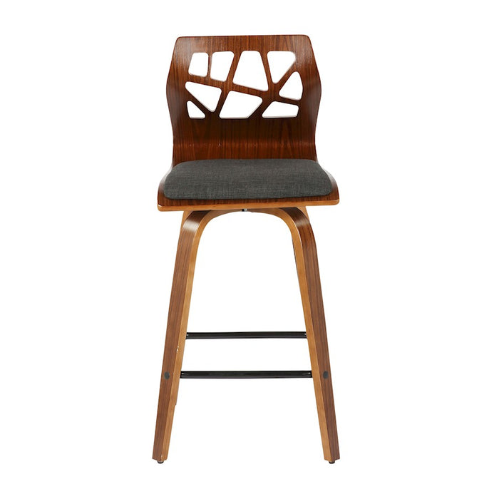 LumiSource Folia Counter Stool, Set of 2, Walnut Wood