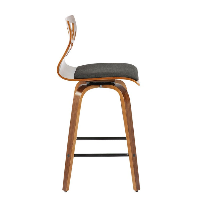 LumiSource Folia Counter Stool, Set of 2, Walnut Wood