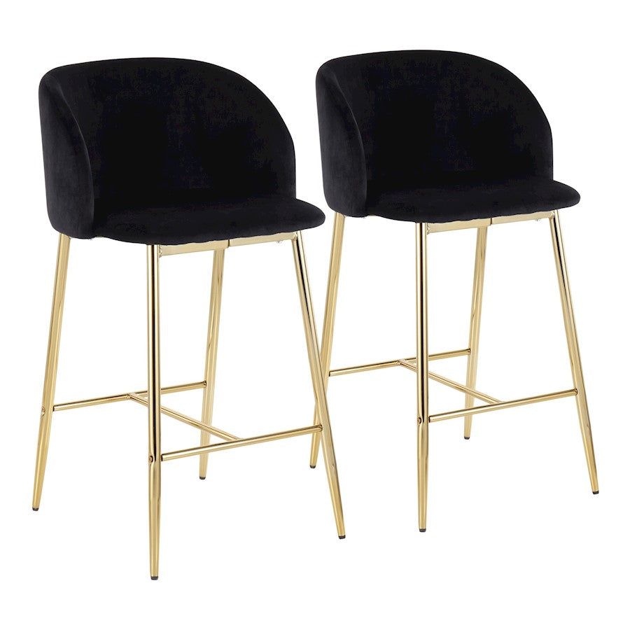 LumiSource Fran Counter Stool, Set of 2, Gold/Black - B26-FRANAUVBK2