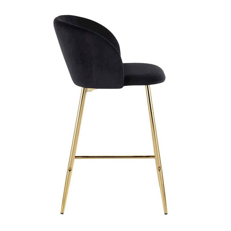 LumiSource Fran Counter Stool, Set of 2, Gold/Black