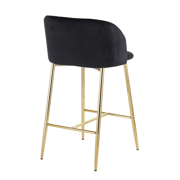 LumiSource Fran Counter Stool, Set of 2, Gold/Black
