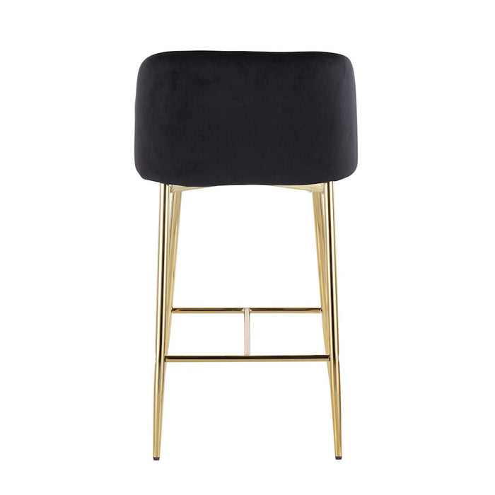 LumiSource Fran Counter Stool, Set of 2, Gold/Black