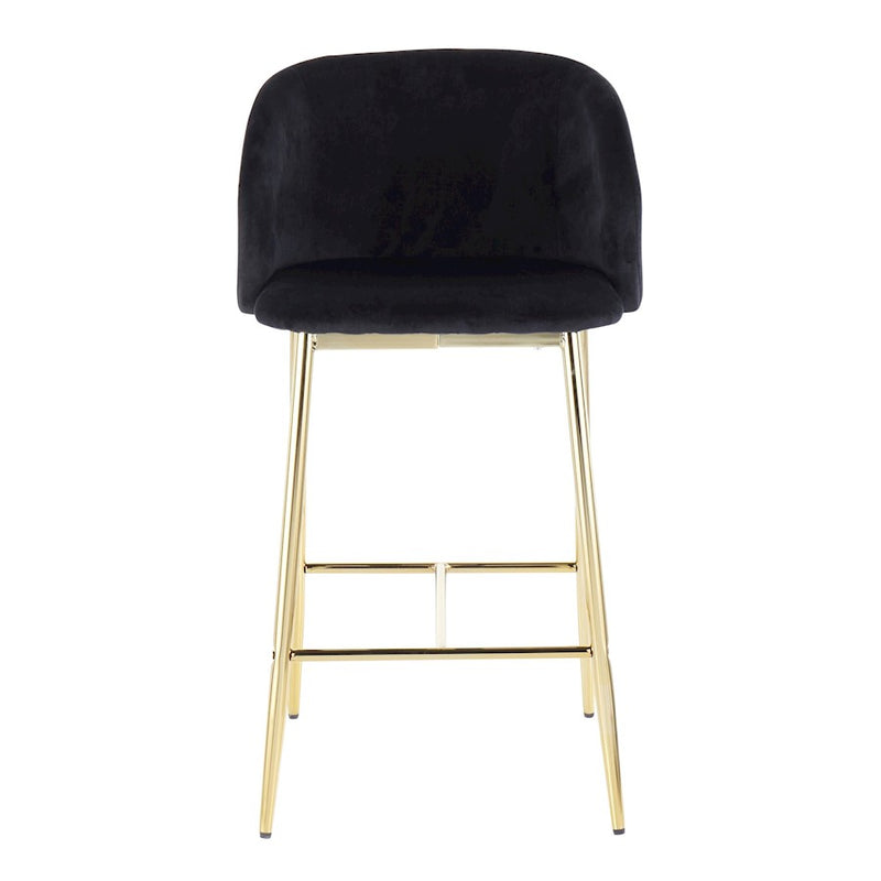 LumiSource Fran Counter Stool, Set of 2, Gold/Black