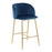 LumiSource Fran Counter Stool, Set of 2, Gold Steel/Blue Velvet