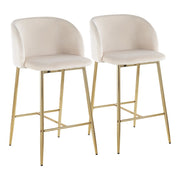LumiSource Fran Counter Stool, Set of 2, Gold/Cream - B26-FRANAUVCR2