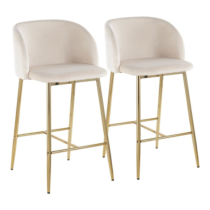 LumiSource Fran Counter Stool, Set of 2, Gold/Cream - B26-FRANAUVCR2