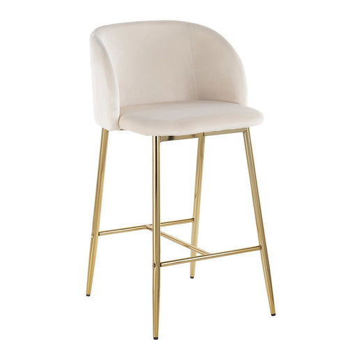 LumiSource Fran Counter Stool, Set of 2, Gold/Cream