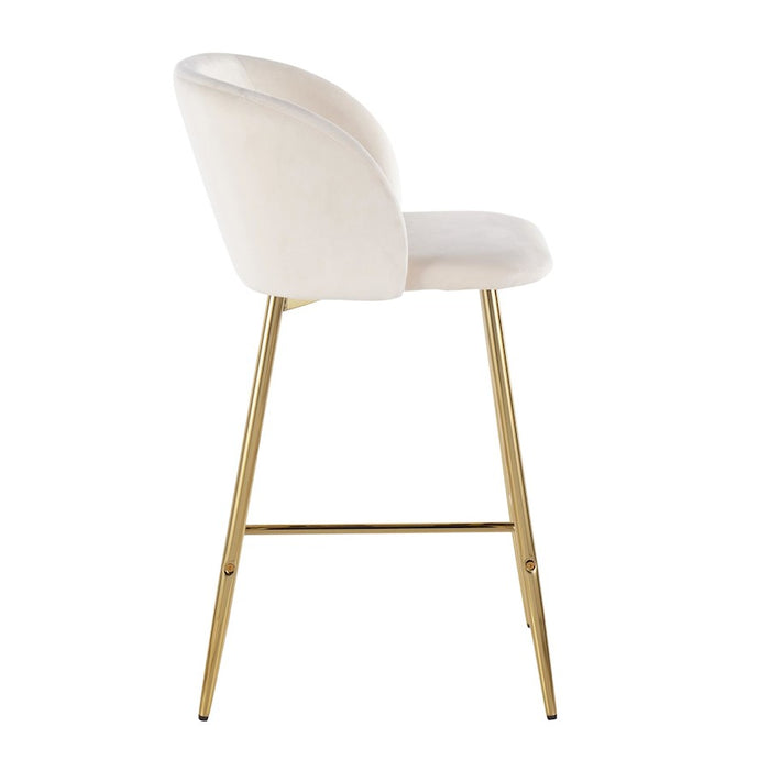 LumiSource Fran Counter Stool, Set of 2, Gold/Cream