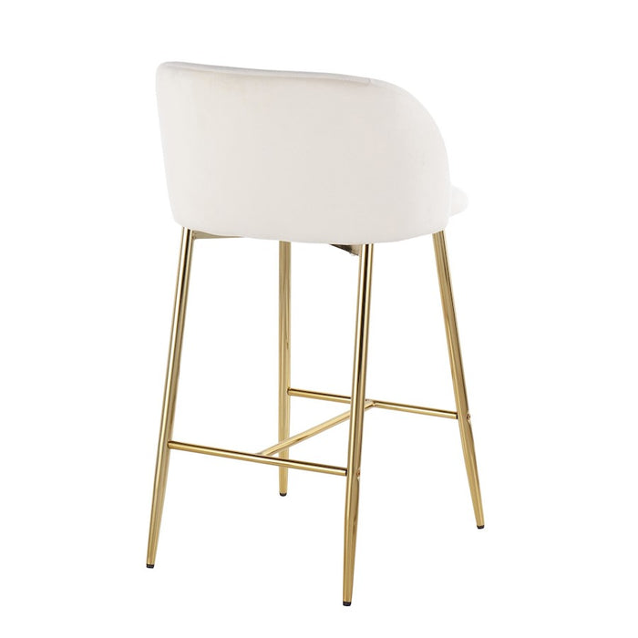 LumiSource Fran Counter Stool, Set of 2, Gold/Cream