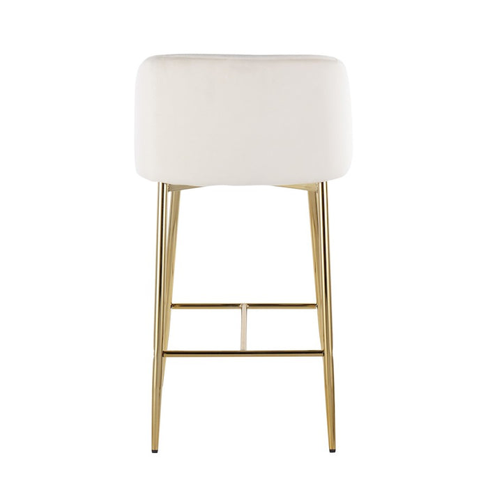 LumiSource Fran Counter Stool, Set of 2, Gold/Cream