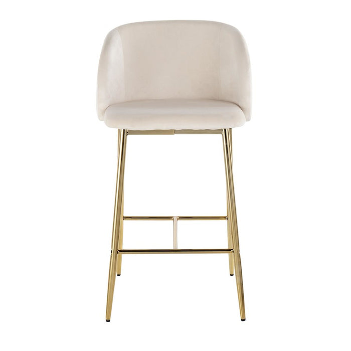 LumiSource Fran Counter Stool, Set of 2, Gold/Cream