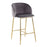 LumiSource Fran Counter Stool, Set of 2, Gold Steel/Grey Velvet