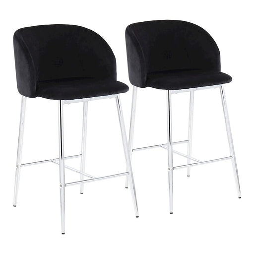LumiSource Fran Counter Stool, Set of 2 in Chrome/Black Velvet - B26-FRANVBK2