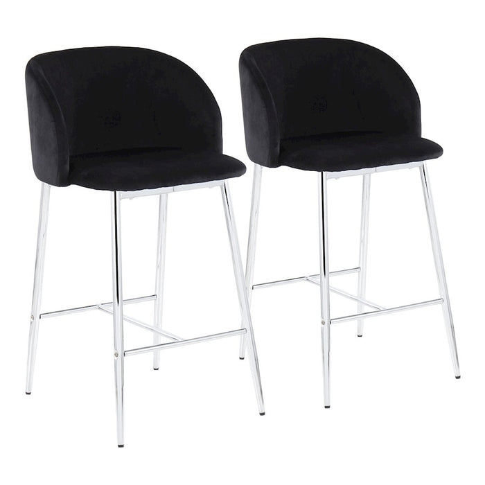 LumiSource Fran Counter Stool, Set of 2 in Chrome/Black Velvet - B26-FRANVBK2