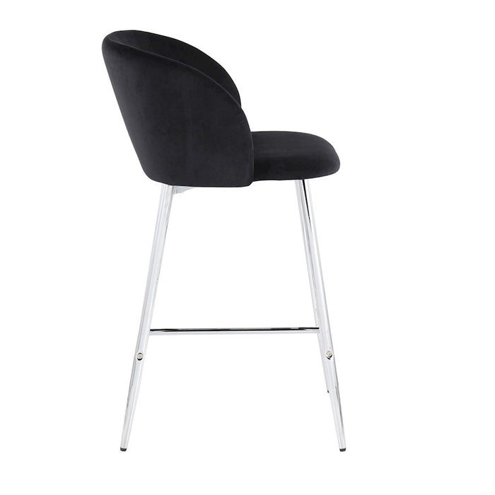 LumiSource Fran Counter Stool, Set of 2 in Chrome/Black Velvet