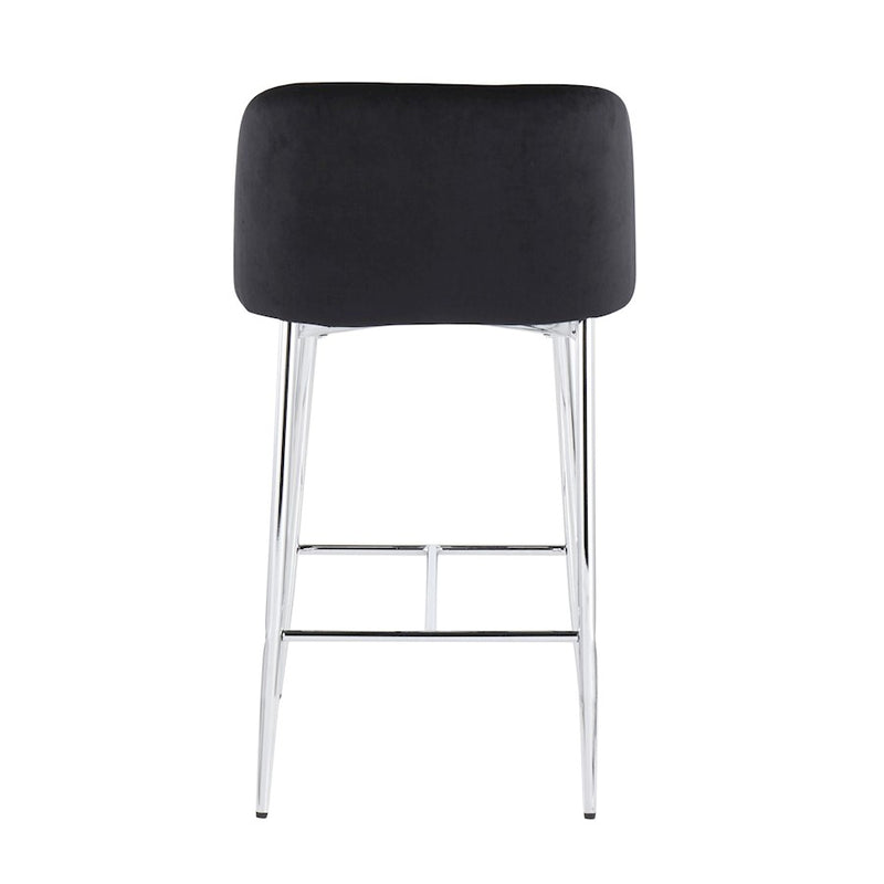LumiSource Fran Counter Stool, Set of 2 in Chrome/Black Velvet