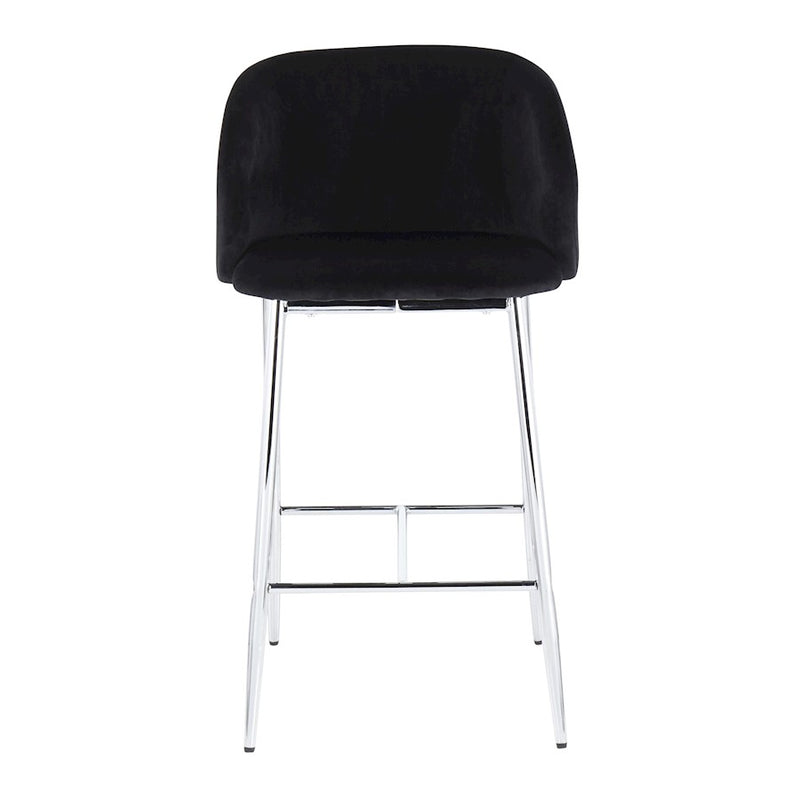 LumiSource Fran Counter Stool, Set of 2 in Chrome/Black Velvet